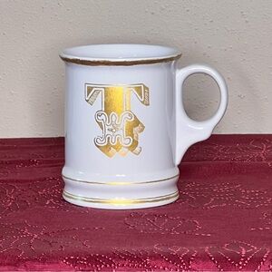 Williams Sonoma White and Gold Mug with Decorative “T” Crest